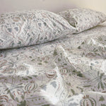 Green Flora print Flat Sheet