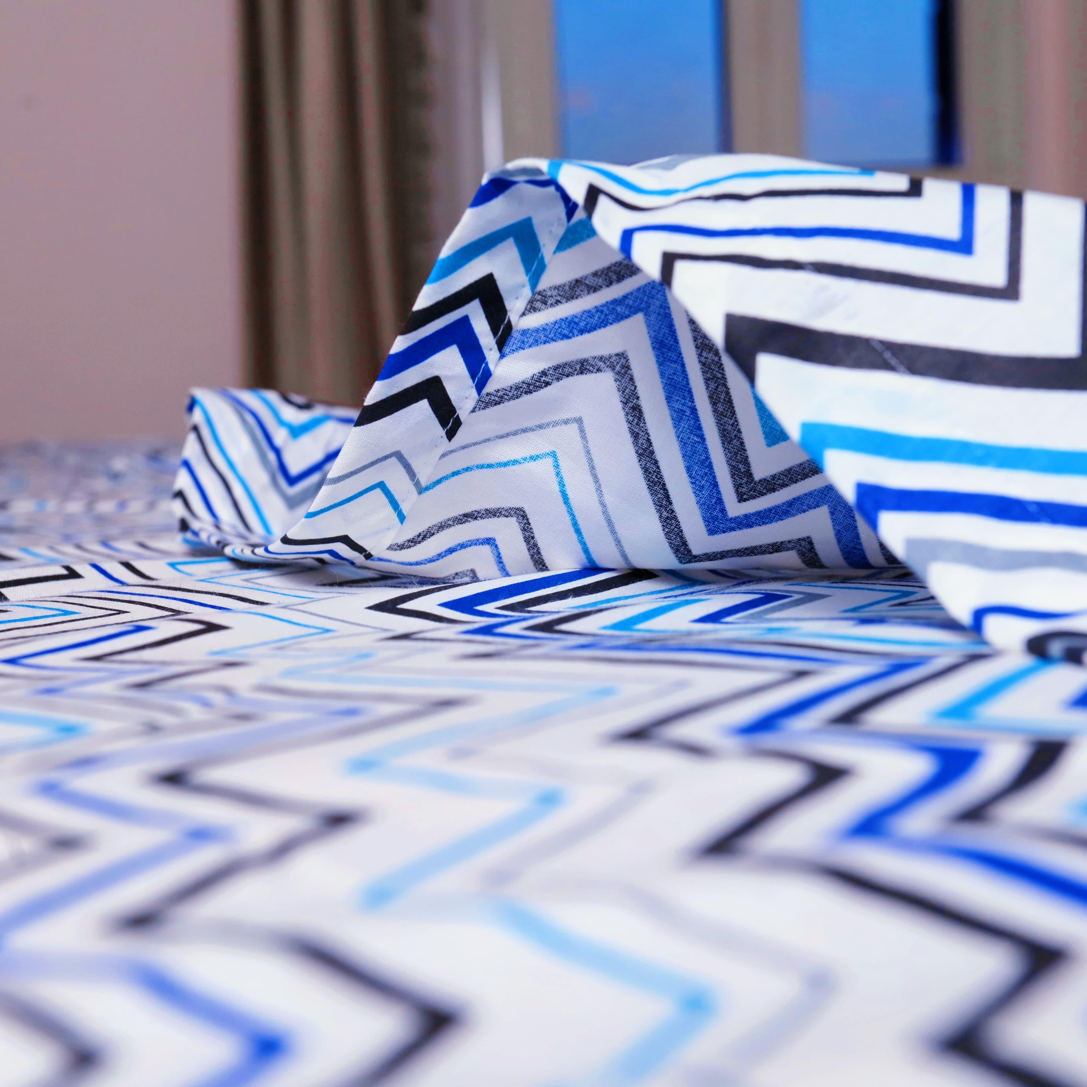 zigzag-print Flat Sheet 100% Cotton Turky