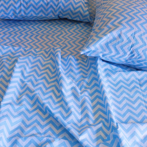 Zigzag On Sky Blue 100% Cotton Turkey